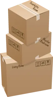 Smoving boxes stacked